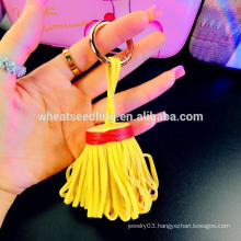 Yiwu supplier bag pendant wholesale leather tassel keychain